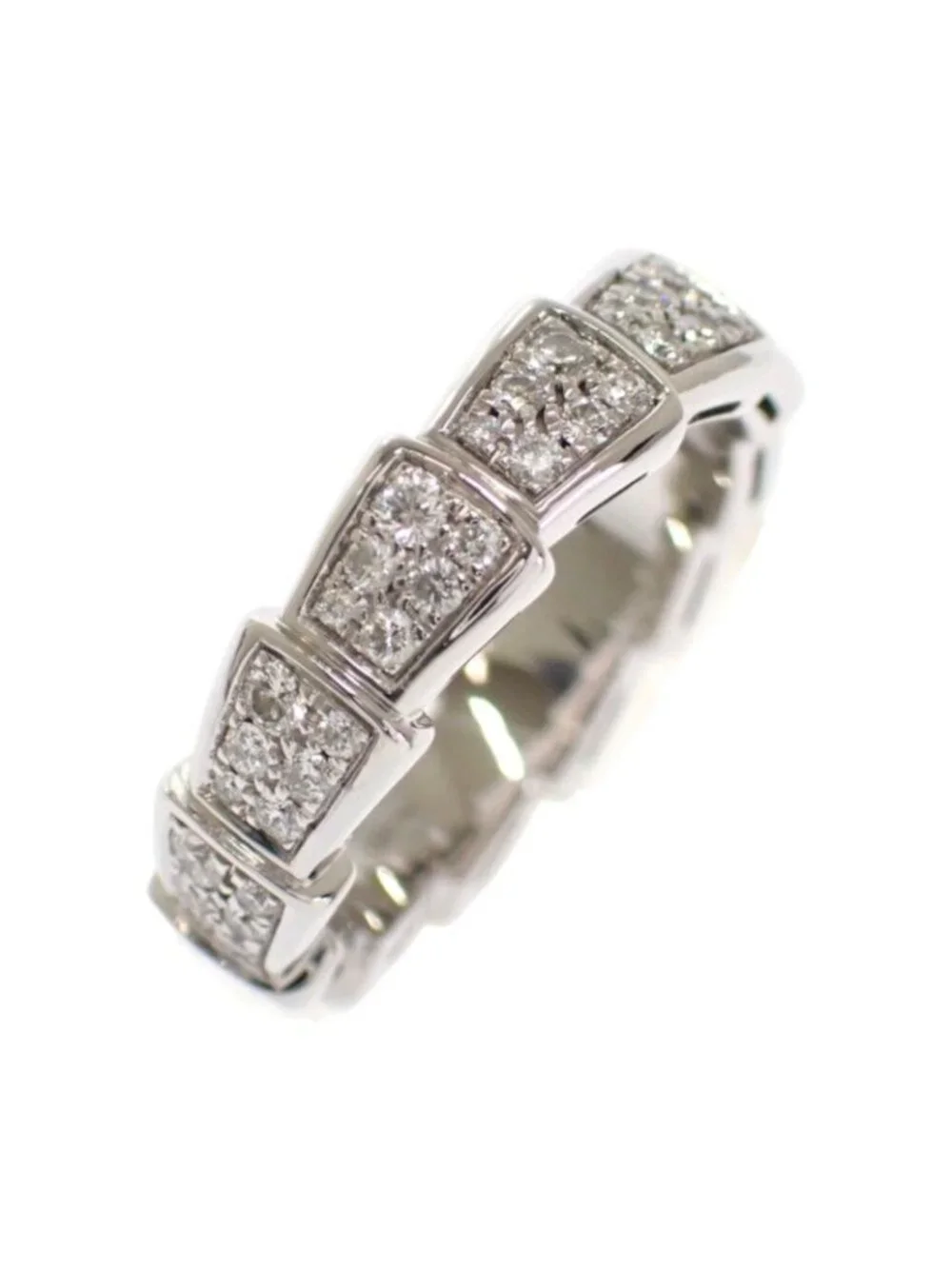 Bvlgari Serpenti Viper Ring 55 18k White Gold Diamond